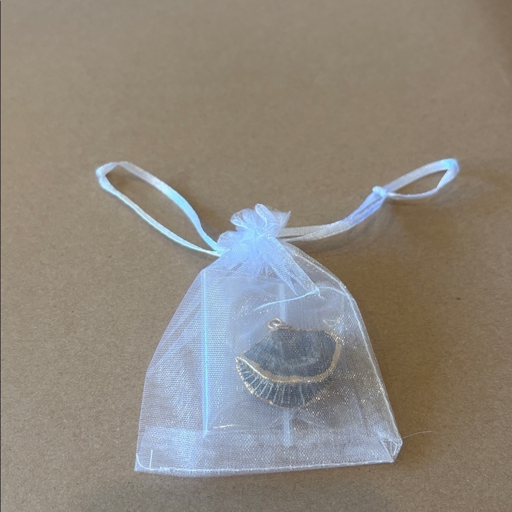 Beautiful Mushroom Coral Shell Pendant Necklace with 14 kt Gold trim, Handmade - Picture 7 of 7